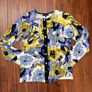 Anne Klein Silk Blend Floral Cardigan